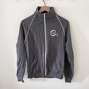 American Apparel Zip-Up 100% Cotton Track Jacket Grey with Oxygen Network Medium